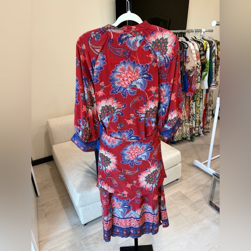 Farm Rio: Luang Red Maxi Dress with blue scarves - Mty - Picture 5 of 15